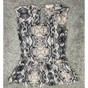 REBECCA TAYLOR Silk Python Snake Animal‎ Print Neck Top Blouse Sleeveless Size 0